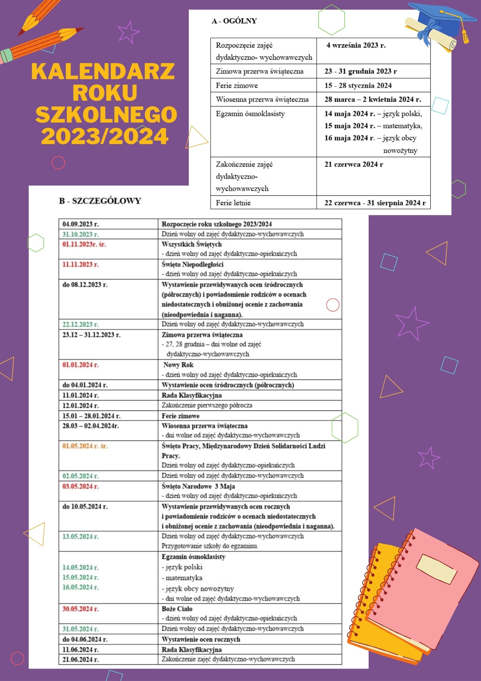 Szkolny kalendarz 2023 6